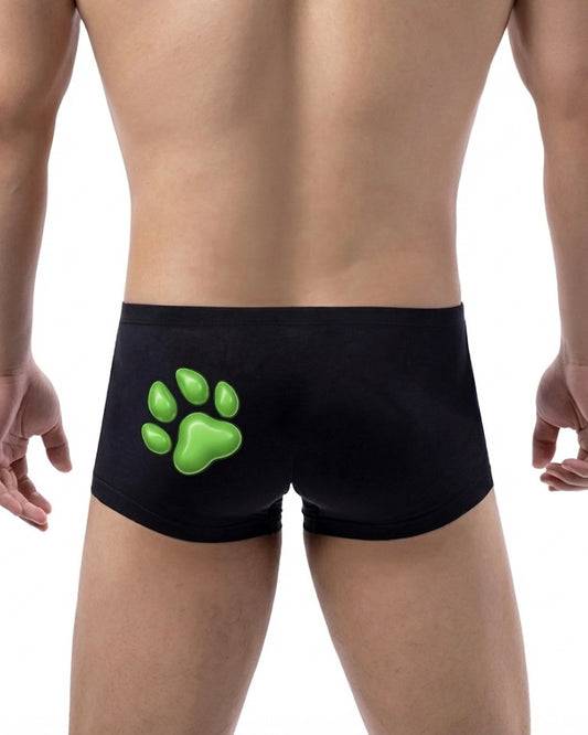 Boxers Green & Black Human Pup Play Boxer Briefs | Kinky Men's Underwear Trunks