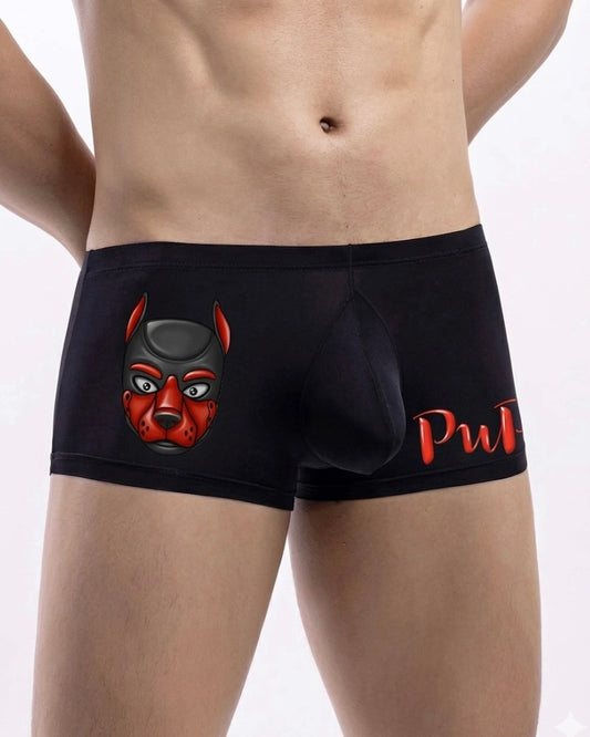 Boxers Red & Black Human Pup Play Boxer Briefs | Kinky Men's Underwear Trunks