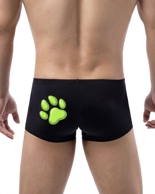 Boxers Lime & Black Human Pup Play Boxer Briefs | Kinky Men's Underwear Trunks