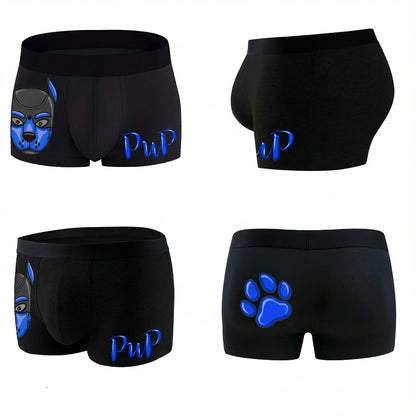 Boxers Blue & Black Human Pup Play Boxer Briefs | Kinky Men's Underwear Trunks