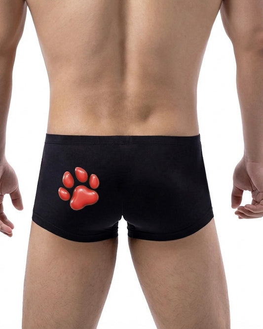 Boxers Red & Black Human Pup Play Boxer Briefs | Kinky Men's Underwear Trunks