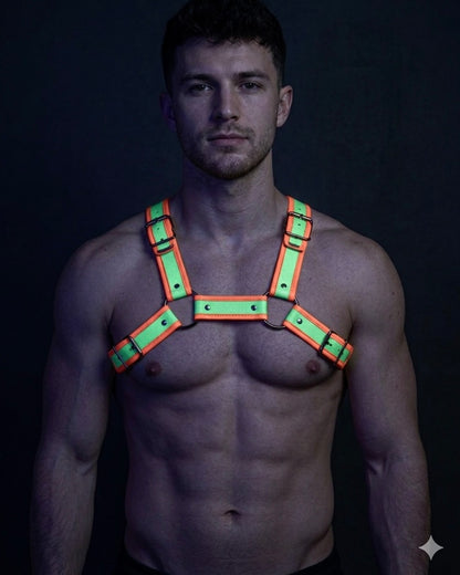 Harness Neon Glow Dual-Tone Adjustable Chest Harness – Lime inlay