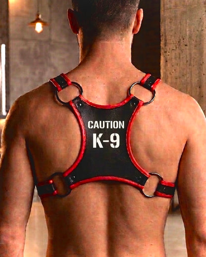 K-9 harness Pup Play Faux Leather Chest Harness. Red