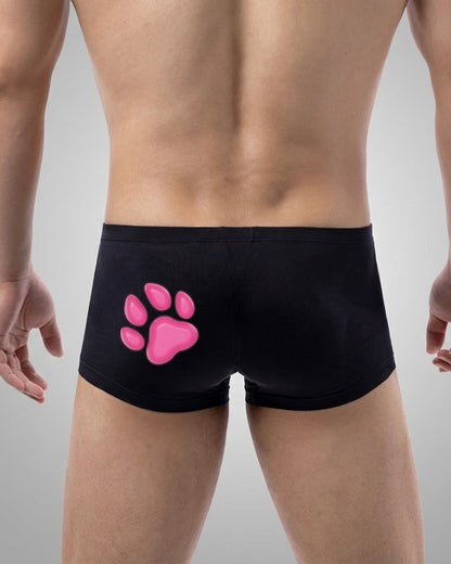Boxers Pink & Black Human Pup Play Boxer Briefs | Kinky Men's Underwear Trunks