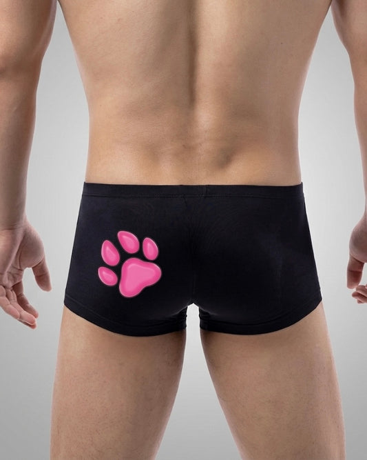 Boxers Pink & Black Human Pup Play Boxer Briefs | Kinky Men's Underwear Trunks