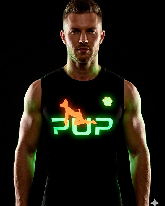 Custom Glow-in-the-Dark "PUP" Athletic Tank Top | UV Reactive & Puff Print