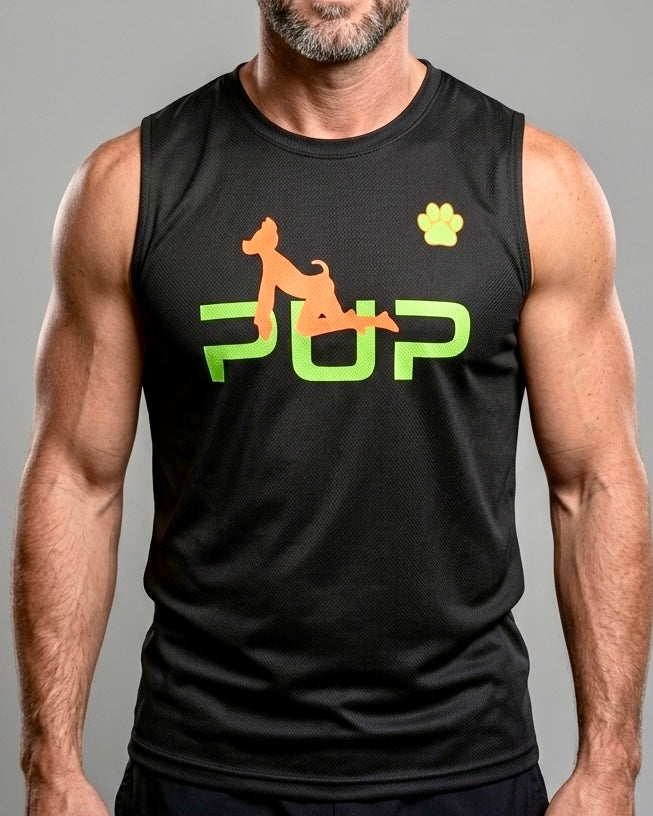 Custom Glow-in-the-Dark "PUP" Athletic Tank Top | UV Reactive & Puff Print