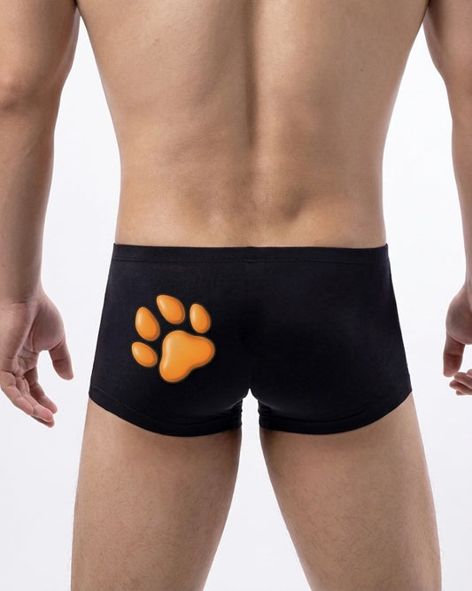 Boxers Orange & Black Human Pup Play Boxer Briefs | Kinky Men's Underwear Trunks