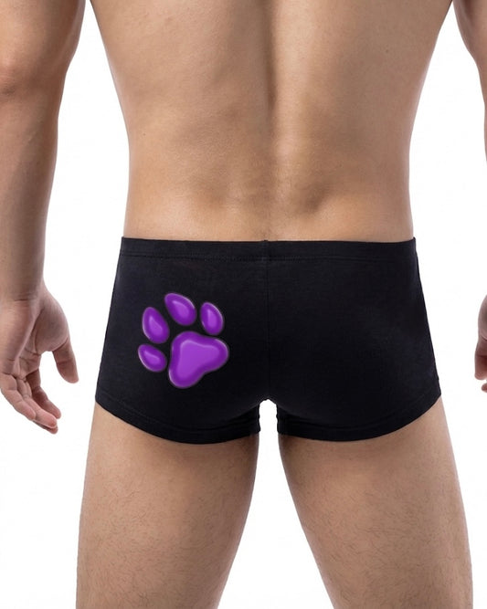 Boxers Purple & Black Human Pup Play Boxer Briefs | Kinky Men's Underwear Trunks