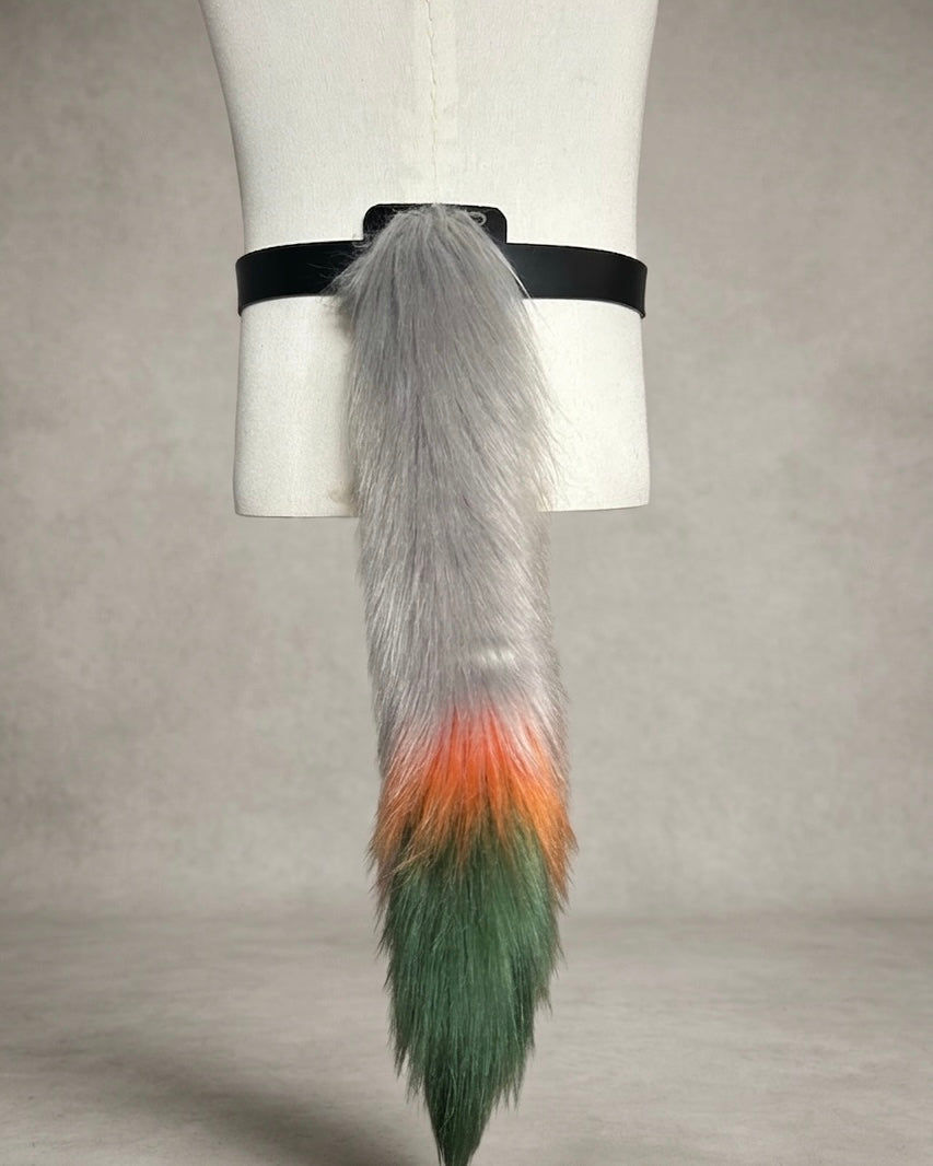 Tail Faux Fur Cosplay Tail with Belt Clip – Tri-Color Tail