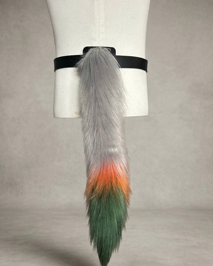 Tail Faux Fur Cosplay Tail with Belt Clip – Tri-Color Tail