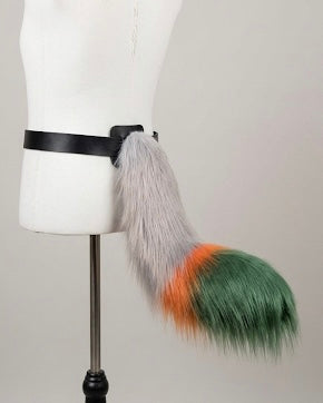 Tail Faux Fur Cosplay Tail with Belt Clip – Tri-Color Tail