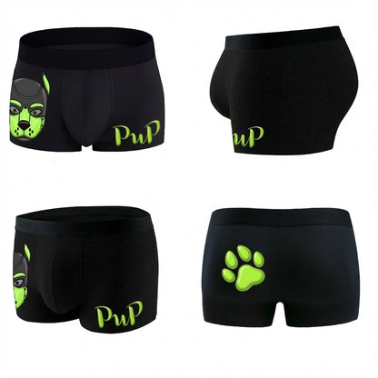Boxers Lime & Black Human Pup Play Boxer Briefs | Kinky Men's Underwear Trunks